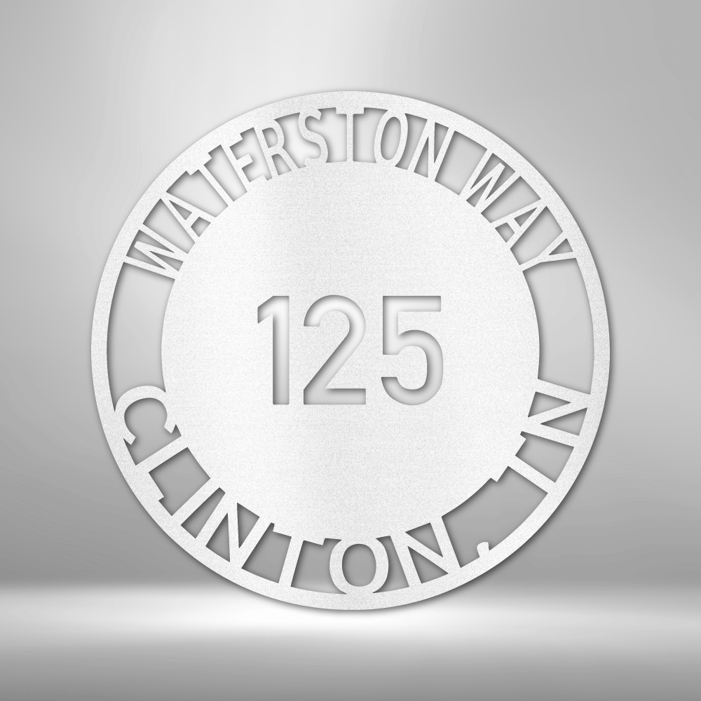 Bold Circle Address - Steel Sign - Throttle Society